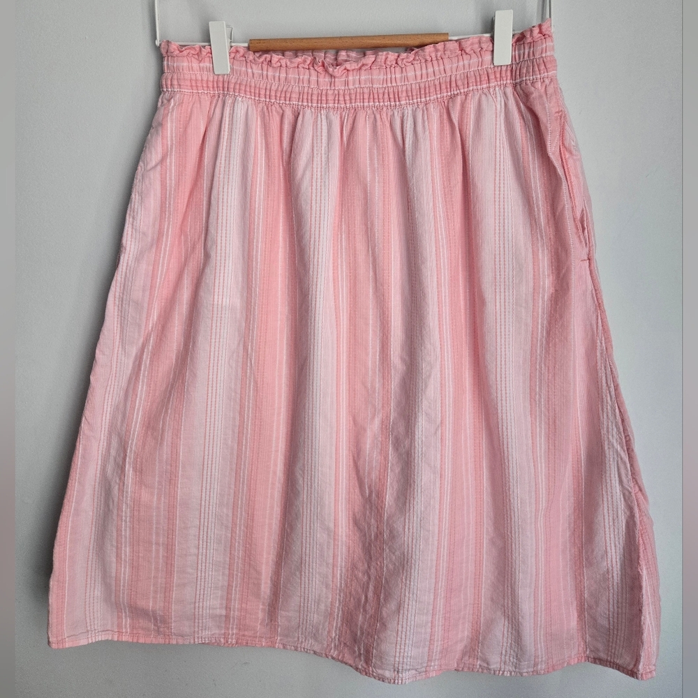 JOE FRESH Lovely Pink Striped 💯 Cotton Midi Skirt